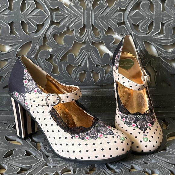 Hot Chocolate Design Chocolaticas Doris Mary Jane Pump Hi-Heels Floral Dot 10 US - Picture 1 of 13